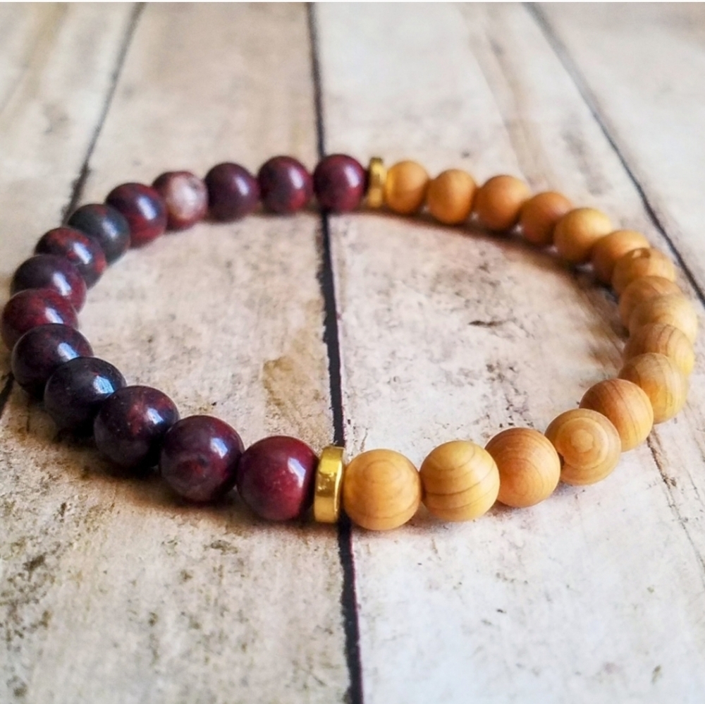 Bloodstone + Sandalwood Bracelet